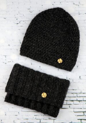 komplet czapka i komin czarny