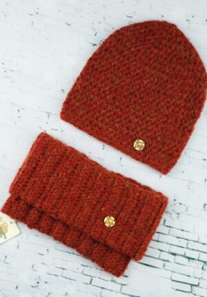 komplet z wełny alpaki rudy