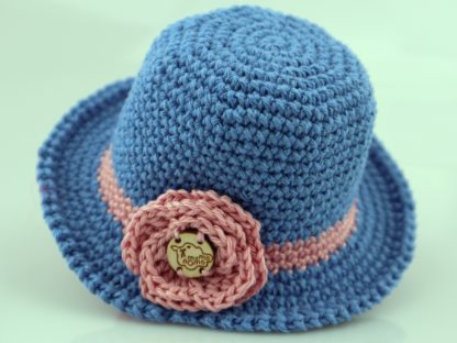 elegancki kapelusz dla lalki niebieski