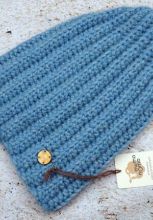 czapka beanie z alpaki jasny turkus