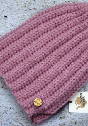 Czapka z alpaki - zgaszony róż, ciepłą damska długa czapka