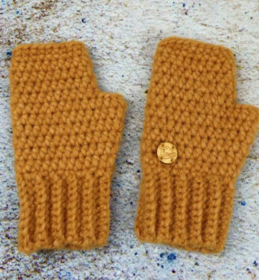 Rękawiczki damskie mitenki żółte piękny słoneczny kolor