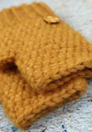 Rękawiczki damskie mitenki żółte w modnym kolorze