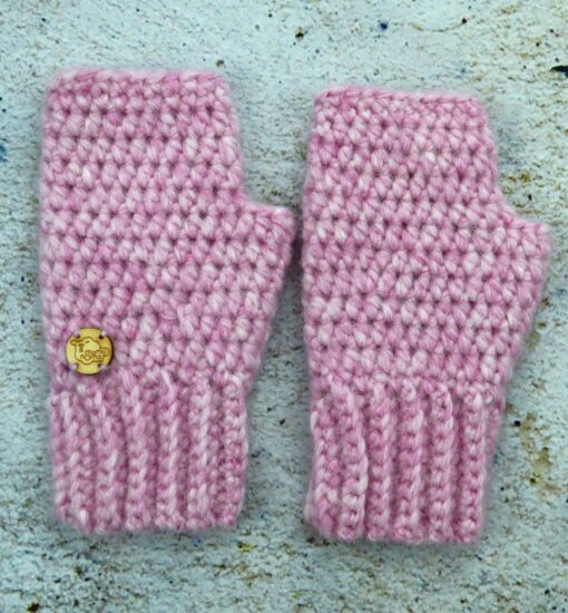 Rękawiczki damskie alpaka różowe z naturalnej wełny alpaki