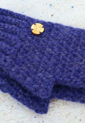 Granatowe ciepłe rękawiczki z alpaki miękkie i ciepłe mitenki bez palców