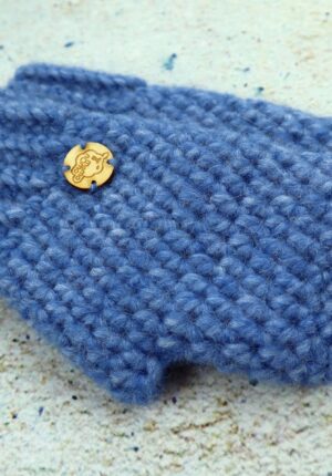 Niebieskie rękawiczki damskie mitenki ciepłe na zimę