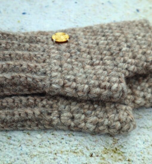 Rękawiczki zimowe bez palców z naturalnej alpaki, beżowe