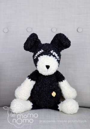 zabawka dla dziecka piesek pluszak czarno-biały