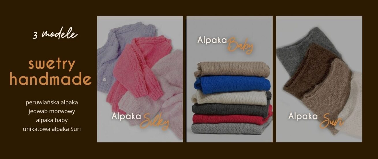 Ręcznie wykonane swetry jesienne i zimowe a naturalnej alpaki od momonomo