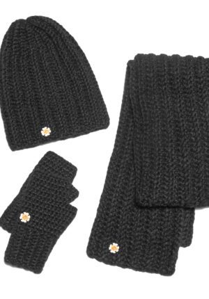 Czarny komplet z szalikiem ALPAKA CLOUD